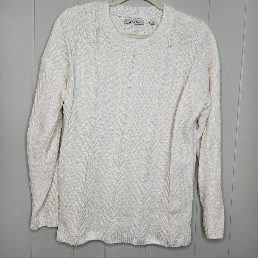 Orvis‎ Women's Sweater Large White Casual Or Dress Soft Pullover A8